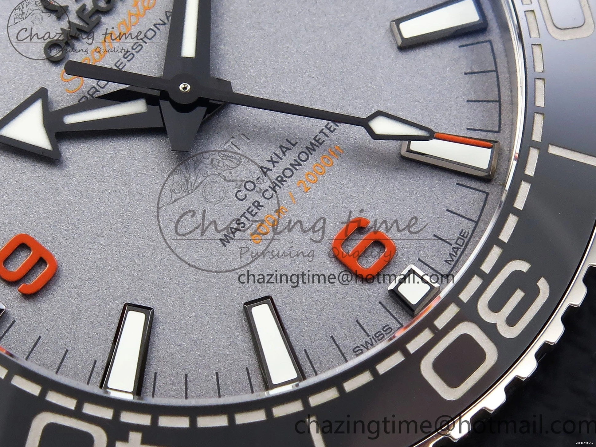 0311 Comfortable Planet Ocean 43.5mm SS VSF 1:1 Best Edition Black Orange Bezel Gray Dial on Nylon Strap A8900 Super Clone V 7730
